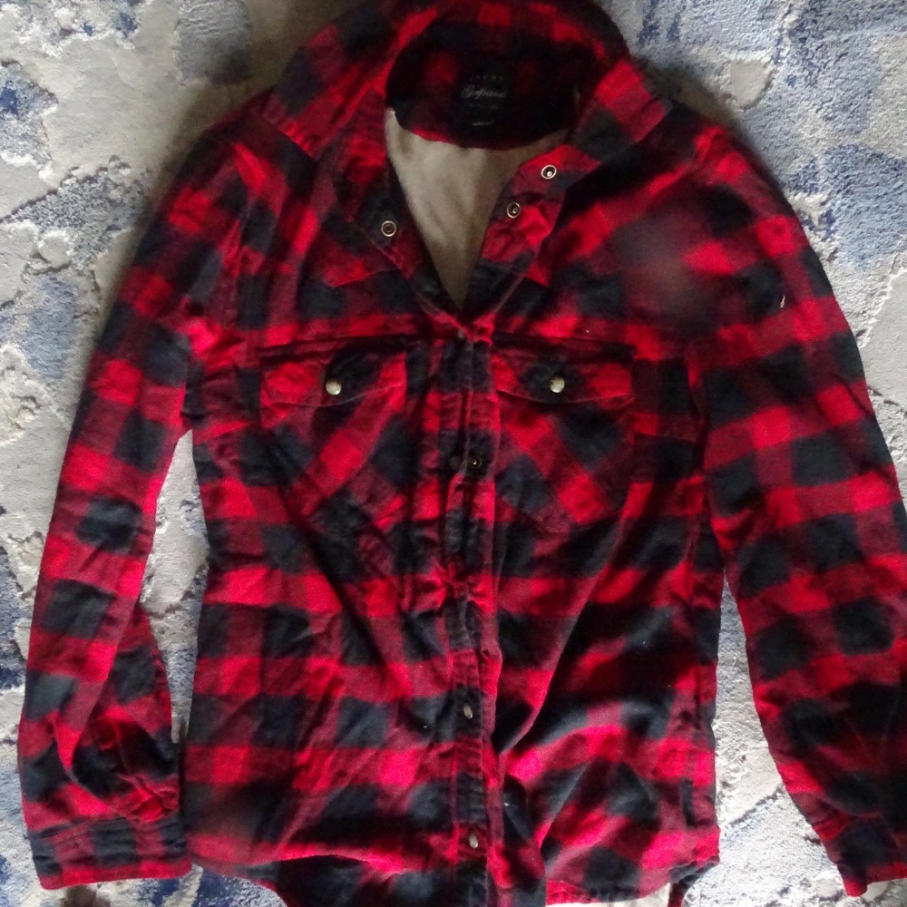 JACHS GIRLFRIEND New York SHERPA LINED SHIRT FLANNEL ( pit- pit 22 inches)
